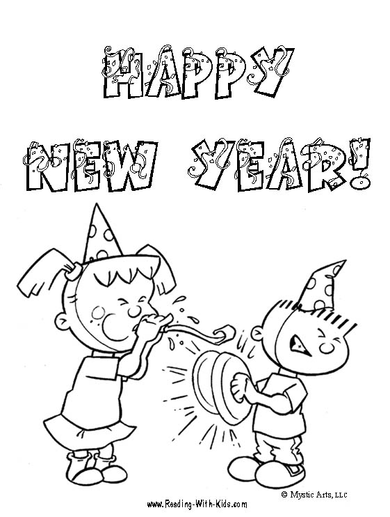 happy new year kids coloring pages title=