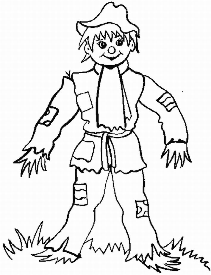 Thanksgiving Scarecrow Coloring Pages, Pumpkin Face Scarecrow