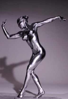 Silver bodypaint nude