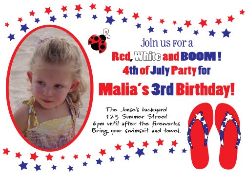 4th of july birthday invitation pool party family reunion