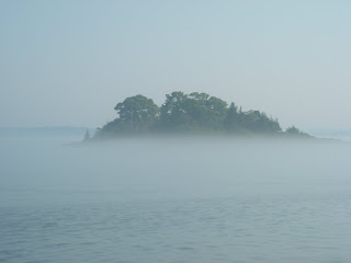 Island emerging from the fog