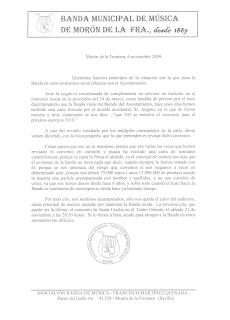 Carta de la Banda Municipal de Morón de la Frontera