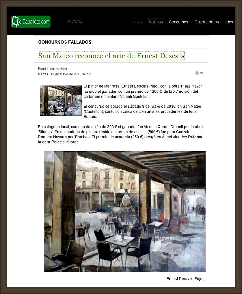 SANT MATEU-SAN MATEO-CABALLETE-PREMIOS-PINTURA-ERNEST DESCALS SANT MATEU-SAN MATEO-CABALLETE-PREMIOS-PINTURA-ERNEST DESCALS