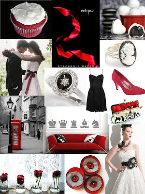 wedding colors red black and white