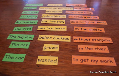 aussie pumpkin patch silly sentence game
