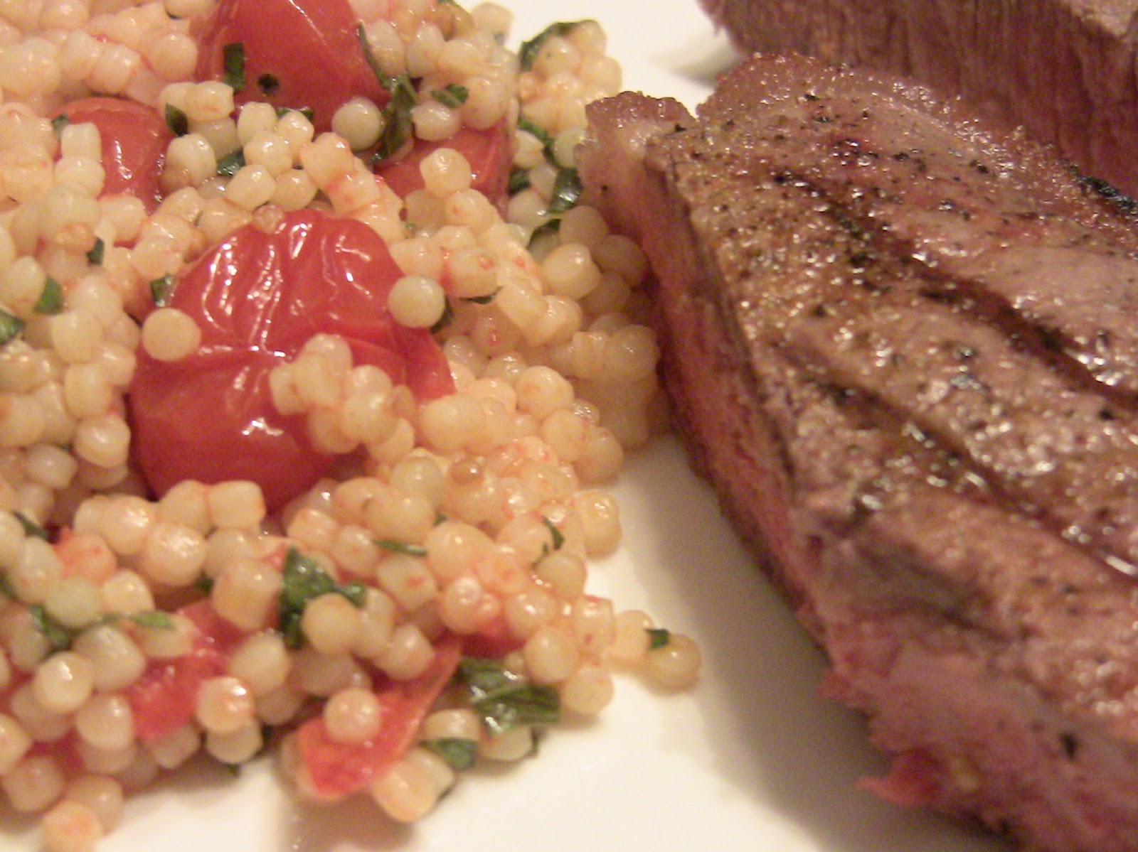 Fregola with Sauteed Cherry Tomatoes & Basil…& Grilled Porterhouse ...