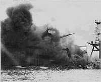 USS Arizona Afire and Sinking