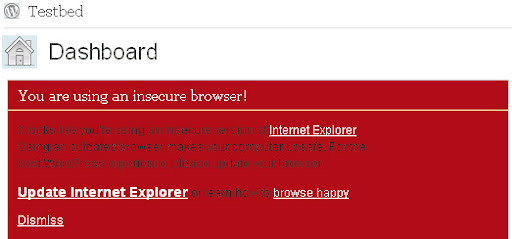 Aviso do WordPress ao usar Internet Explorer 6 wordpress com ie6 WordPress sem suporte ao Internet Explorer 6