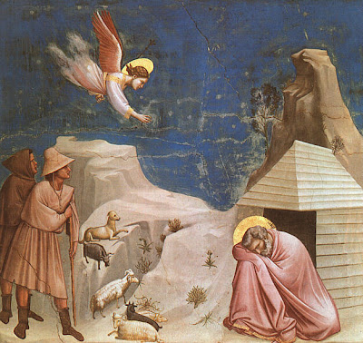 Scenes from the Life of Joachim. Joachim's Dream, 1305-13, by Giotto