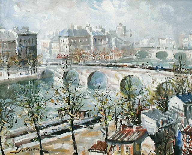 Lucien Delarue,Paris in painting,watercolor,French artist,modern art
