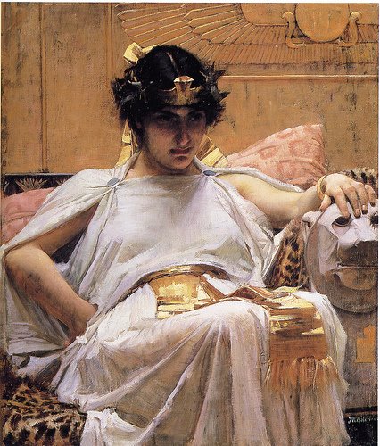 Heroines of Shakespeare in Paintings, oil painting, Heroines of Shakespeare in Paintings, 19th century, book illustration, fun facts, illustration, story behind painting, J. W. Waterhouse, Cleopatra
