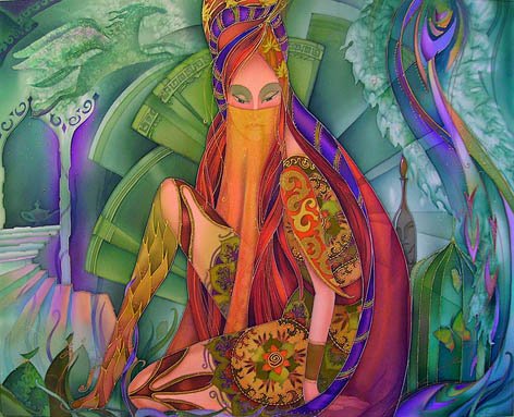 Batik Painting by E Vedernikova Russian Artist
