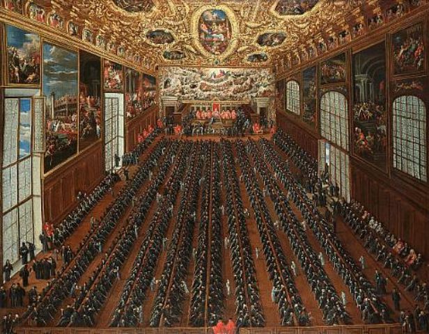 Joseph Heintz the Younger. The interior of the Sala Maggior Consiglio, The Doge's Palace, Venice