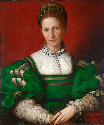 Portraits of  Women of Italian Renaissance. Agnolo Bronzino. Portrait of a Lady in Green