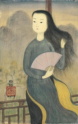 Painting on Silk by Vietnamese Artist Mai Trung Thu