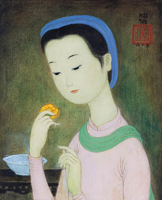 Painting on Silk by Vietnamese Artist Mai Trung Thu