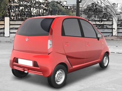 Vista traseira esquerda do Nano, da Tata Motors