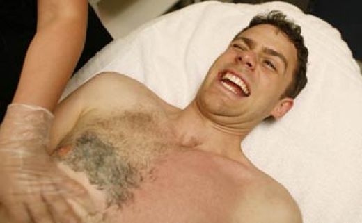 Scrotum-Waxing ... Testicle in Charity Event at Pub While Getting the Male Brazilian Wax