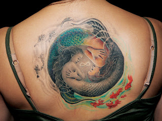 Upper Back Mermaid Tattoo Design