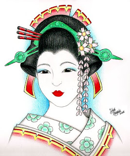 Traditional Japanese Geisha Tattoo Design 4