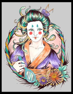 Traditional Japanese Geisha Tattoo Design 1