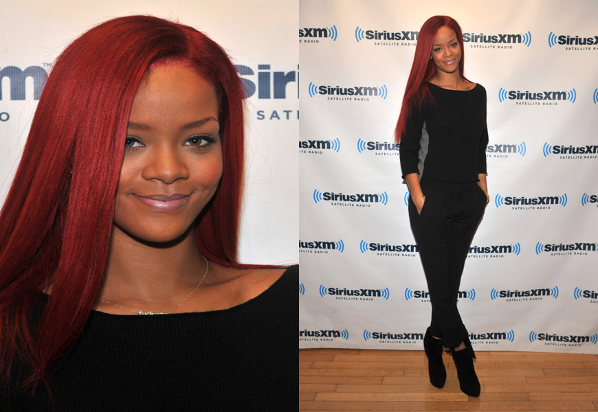 rihanna red hair long. Rihanna#39;s Long Red Hair