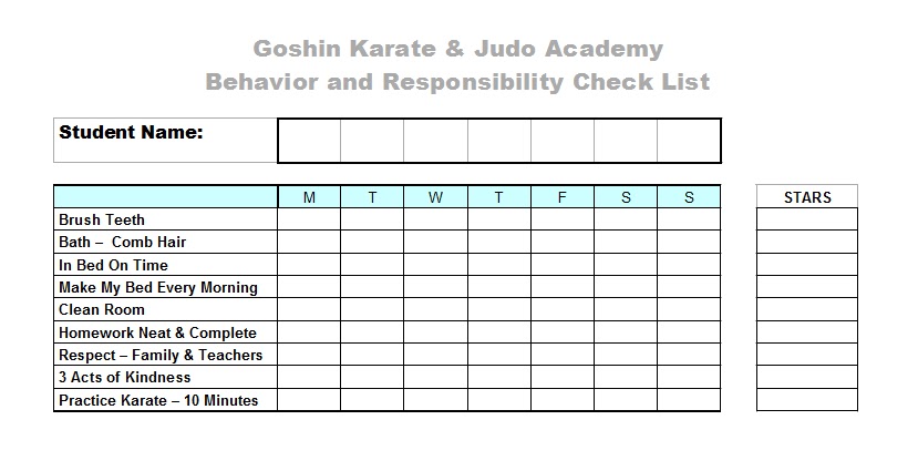 Karate Diet Chart