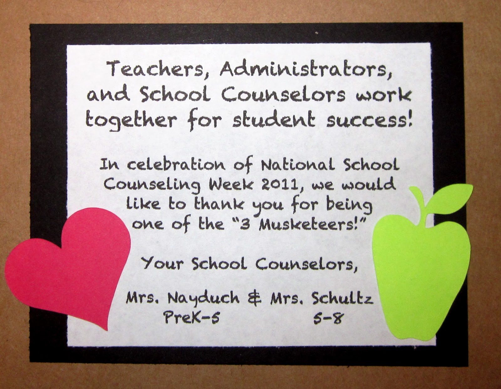 "3 Musketeers for Student Success!" Celebrating National School