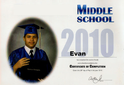 Evan's 8th Grade Diploma