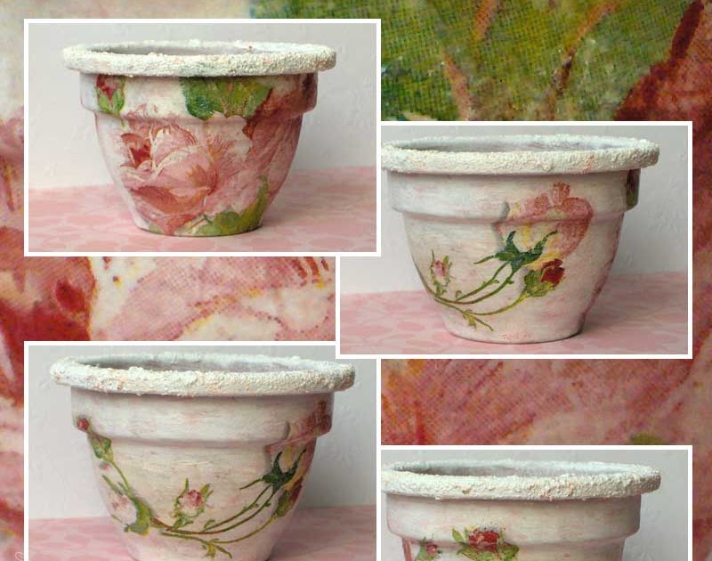 Napkin Decoupage Flower Pot (Ghiveci decorat cu şerveţel) Handmade by Meda