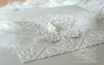 white butterfy invitation detail