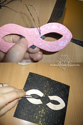 adhering the masks to the cards