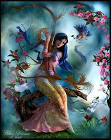 A Place called Golestan Colorful Persian miniature painting of beautiful woman in flowing dress