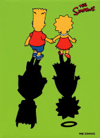 Lisa vs. Bart Lisa and Bart Simpson with angel and devil shades