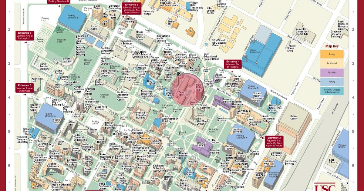 Lola Spec Ad USC Audition Map Location Taper Hall; Parking