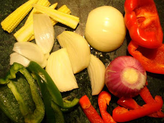 Sliced vegetables for Chinese stir fry