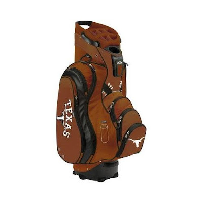 University of Texas (UT) Long Horns golf bag colored in orange and white.