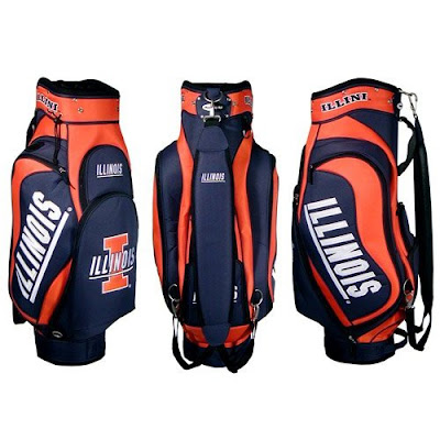 University of Illinois Illini golf bag colored blue and orange.