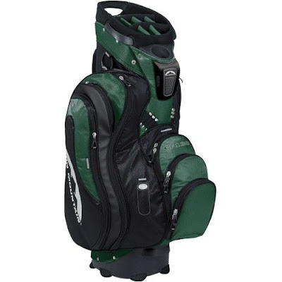University of Hawaii Warriors colored golf bag that is dark green and black.