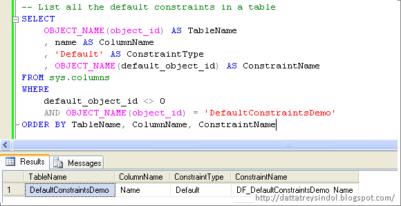 Default Constraints cannot be