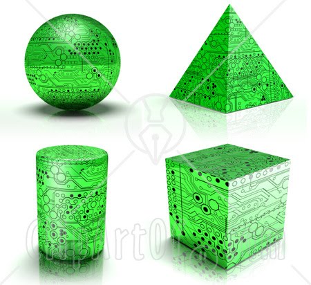 [29258-Clipart-Illustration-Of-A-Set-Of-Green-Circuit-Board-Sphere-Pyramid-Cylinder-And-Cube-Shapes.jpg]