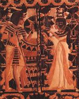 Ancient Egyptians talking total Tut - image from box found in his tomb, via Tiger cub at Wikimedia Commons - public domain Ancient Egyptians talking total Tut - image from box found in his tomb, via Tiger cub at Wikimedia Commons - public domain