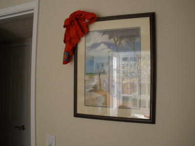 red pajamas, framed artwork