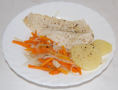 Receta finalizada Merluza en la huerta
