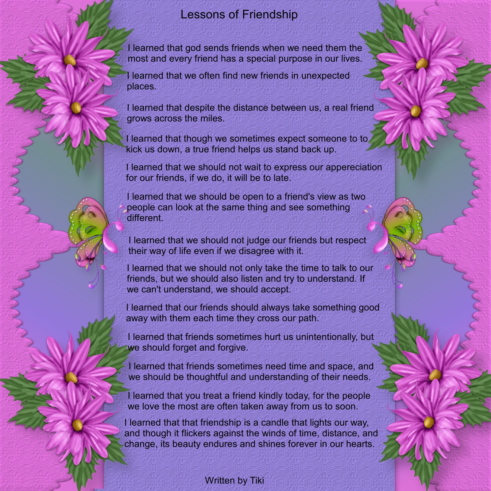 Creative Elegance Designs Nice Friendship Poem Written For Me I Want