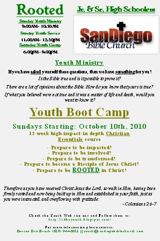 October 10th,  Youth BOOT Camp