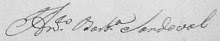 Assinatura , aos 31/12/1797 , do Tenente Antonio Barbosa Sandoval , o camarista de Pitangui
