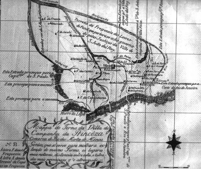 Mapa da região de Campanha em 1814 , onde viveu Franscisco Barbosa Sandoval , falecido em 1833