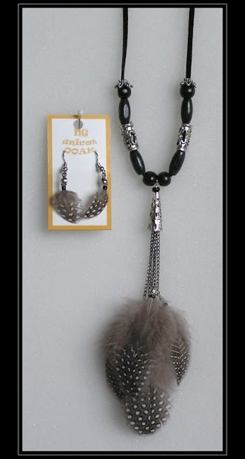 Guinea Fowl Black Necklace and Earrings II