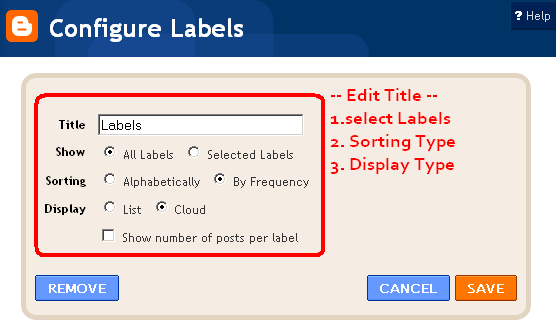 Configure Label Cloud in Blogger